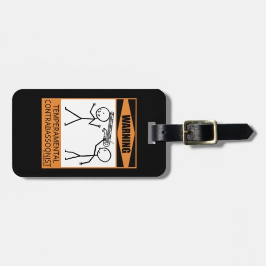 Warnung! Temperamentaler Kontrabasonist Gepäckanhänger (Vorderseite horizontal)