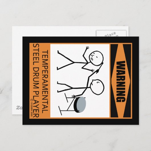 Warnung! Temperamentstahldämpfer Postkarte (Vorne/Hinten)