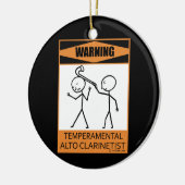 Warnung! Temperamentvoller Alto Klarinettenspieler Keramik Ornament (Links)