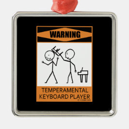 Warnung! Temperamentvoller Keyboard-Player Silbernes Ornament