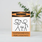 Warnung temperamentvoller Perkussionist Postkarte (Stehend Vorderseite)