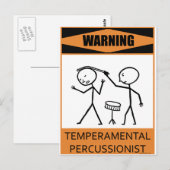 Warnung temperamentvoller Perkussionist Postkarte (Vorne/Hinten)