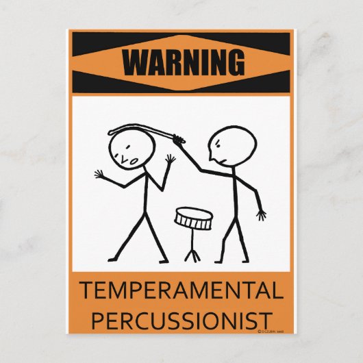 Warnung temperamentvoller Perkussionist Postkarte (Vorderseite)