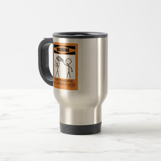 Warnung! Temperamentvolles Accordion Player Travel Reisebecher (Vorderseite Links)