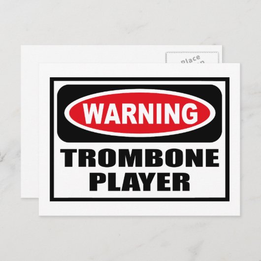 Warnung TROMBONE PLAYER Postcard Postkarte (Vorne/Hinten)