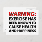 Warnung: Übung hat bekanntermaßen Gesundheit verur Postkarte (Vorne/Hinten)