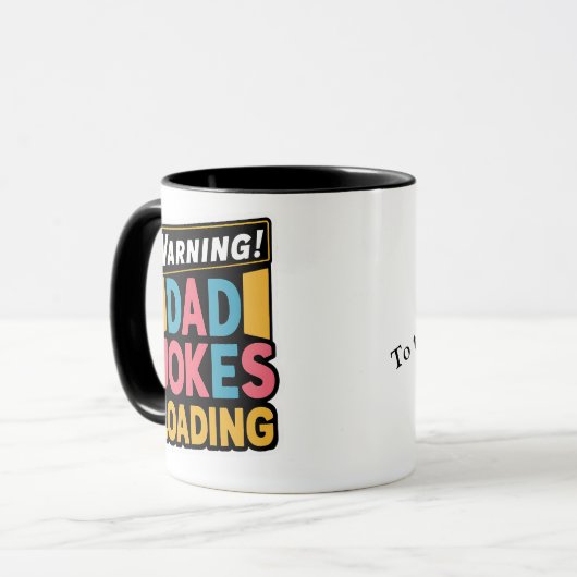 Warnung Vater Jokes Loading, Fun & Quirky Kaffee T Tasse (Vorderseite Links)