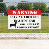 Warnung Verlassend Hund in Auto-Windows wird unter Banner (Insitu)