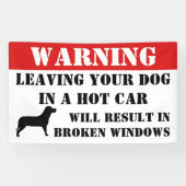 Warnung Verlassend Hund in Auto-Windows wird unter Banner (Horizontal)