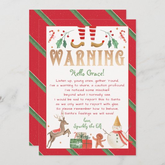 Warnung von Elf Behavior Warning Elf Einladung (Vorne/Hinten)