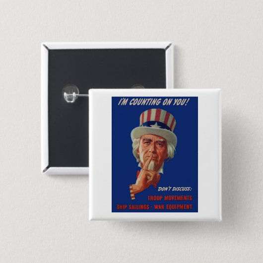 Warnung von Uncle Sam aus den 40er Jahren Button (Vorne & Hinten)