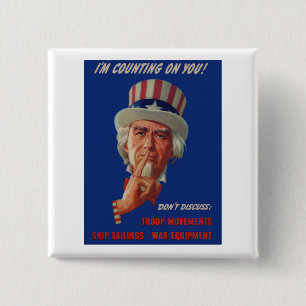 Warnung von Uncle Sam aus den 40er Jahren Button