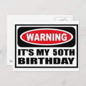 Warnung vor 50. Geburtstag Postkarte (Vorne/Hinten)