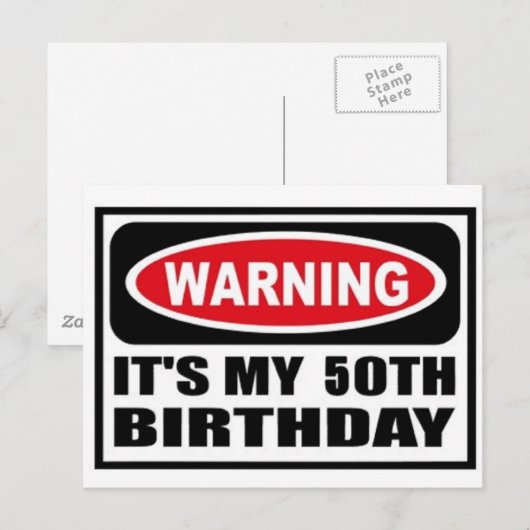 Warnung vor 50. Geburtstag Postkarte (Vorne/Hinten)