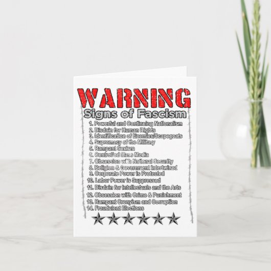 Warnung vor Anzeichen eines Faschismus gegen Trump Karte (Vorderseite)