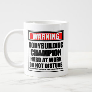 Warnung vor Bodybuilding Champion Hard at Work Jumbo-Tasse