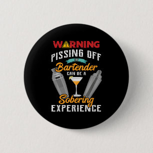 Warnung vor dem Barkeeper Funny Sarcastic Bart Button
