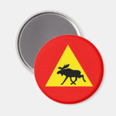 Warnung vor dem Elch Magnet (Vorderseite/Rückseite)