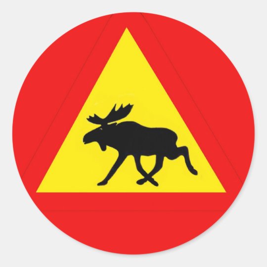 Warnung vor dem Elch Runder Aufkleber