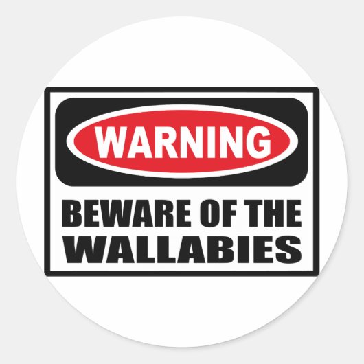 Warnung vor dem WALLABIES-Aufkleber Runder Aufkleber (Vorderseite)