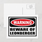 Warnung vor der BEWARE der LEONBERGER Postkarte (Vorne/Hinten)