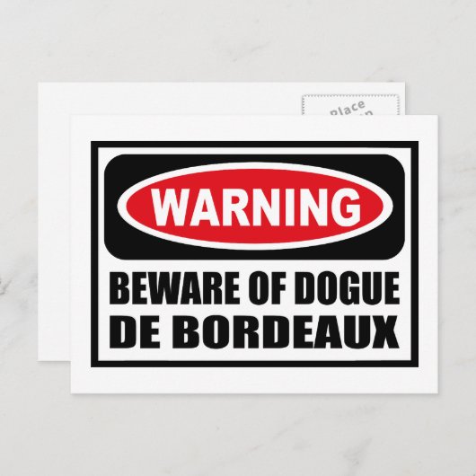 Warnung vor DOGUE DE BORDEAUX Postkarte (Vorne/Hinten)