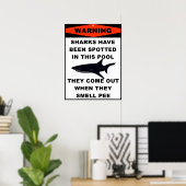 Warnung vor Pool Shark Poster (Heimbüro)