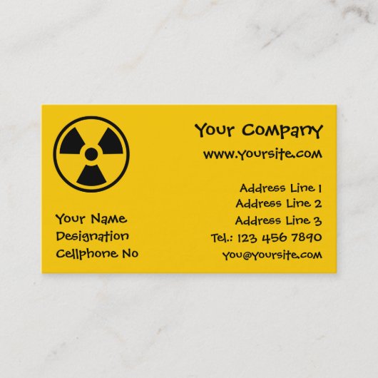 Warnung vor Radioaktivität Visitenkarte (Vorderseite)