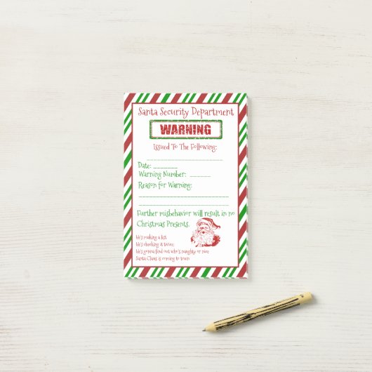 Warnung vor Santa Security Post-it Klebezettel (Auf Schreibtisch)