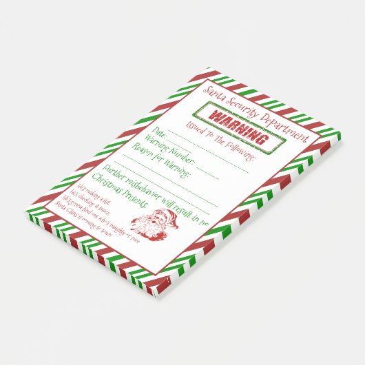 Warnung vor Santa Security Post-it Klebezettel (angewinkelt)