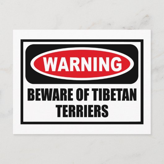 Warnung vor TIBETAN TERRIERS Postkarte (Vorderseite)