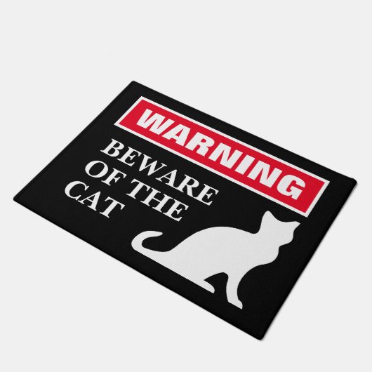Warnung Vorsicht vor der Katze lustige Türmatte fü (Schrägansicht)