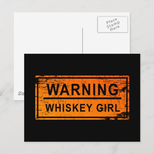 Warnung - Whisky-Mädchen Postkarte (Vorne/Hinten)