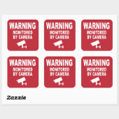 Warnung: wird von Kamera überwacht Quadratischer Aufkleber (Blatt)