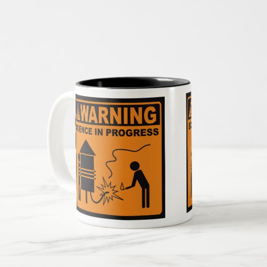Warnung! Wissenschaft laufende © Kaffee-Tasse Zweifarbige Tasse (Vorderseite Links)