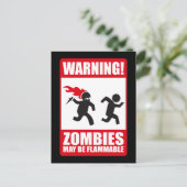 Warnung Zombien sind brennbar Postkarte (Stehend Vorderseite)