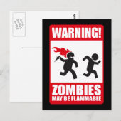 Warnung Zombien sind brennbar Postkarte (Vorne/Hinten)