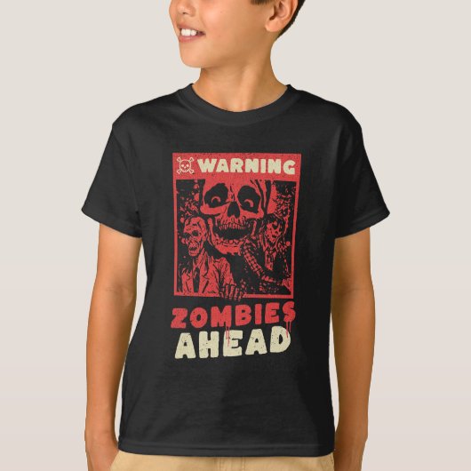 Warnung Zombies Halloween-Kostüm T-Shirt (Vorderseite)