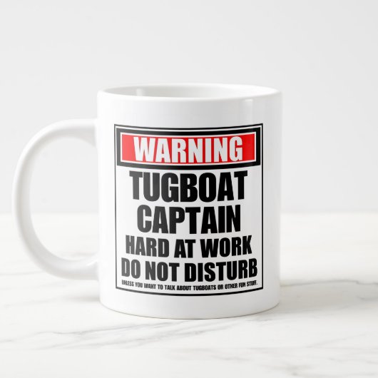 Warnungen vor dem Tugboat Captain schwer bei der A Jumbo-Tasse (Links)