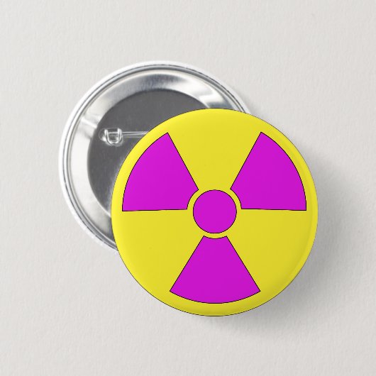Warnzeichen der Strahlung magentarot und gelb Button (Vorne & Hinten)