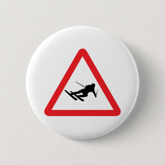 Warnzeichen des Abfahrtskilaufskis Button