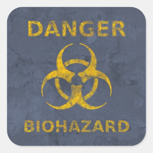 Warnzeichen für Biogefährdung Quadratischer Aufkleber (Vorderseite)