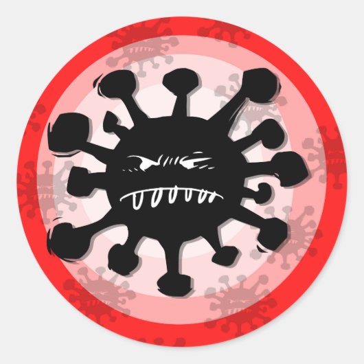 Warnzeichen für die Silhouette des Virus, Cartoon Runder Aufkleber (Vorderseite)
