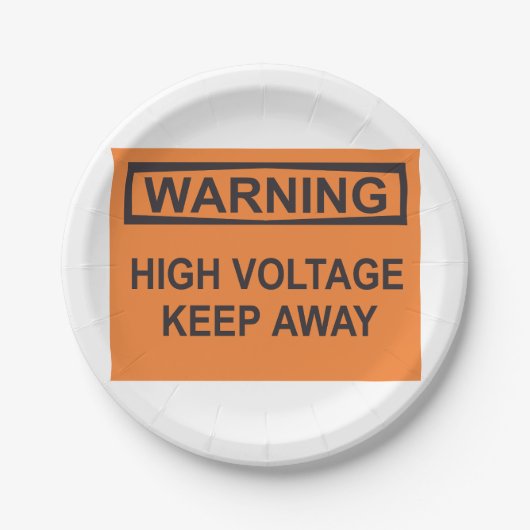 Warnzeichen für hohe Spannung Behalten Wegzeichen Pappteller (Vorderseite)