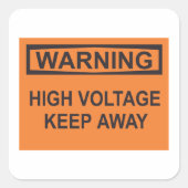 Warnzeichen für hohe Spannung Behalten Wegzeichen Quadratischer Aufkleber (Vorderseite)