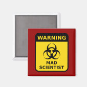 Warnzeichen für Mad Scientists Magnet (Vorderseite/Rückseite)