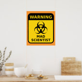Warnzeichen für Mad Scientists Poster (Küche)
