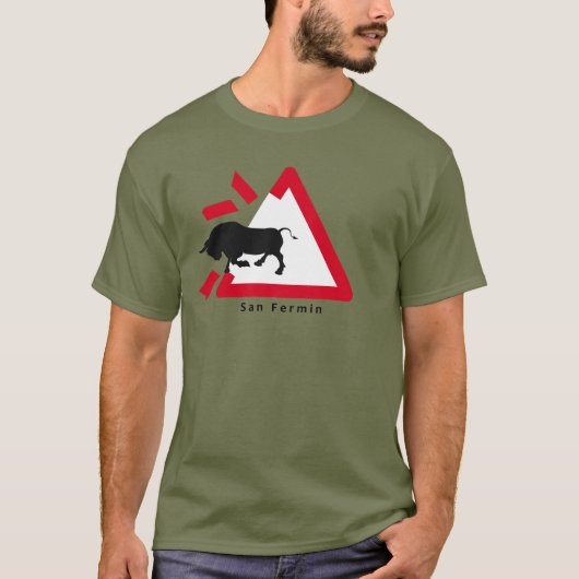 Warnzeichen für Stierlauf Sans Fermin/Encierro: T-Shirt (Vorderseite)