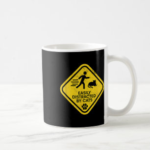 Warnzeichen leicht abgelenkt von Katzen Funny Cat Kaffeetasse