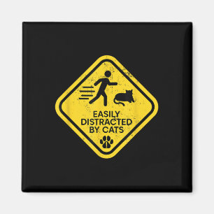 Warnzeichen leicht abgelenkt von Katzen Funny Cat Magnet